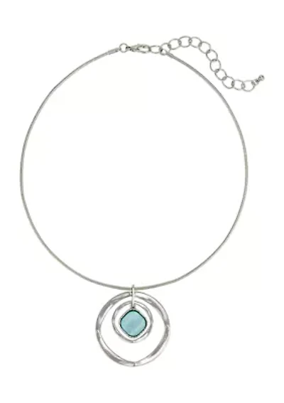 Aqua Orbital Pendant Necklace