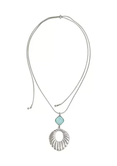 Aqua Double Pendant Adjustable Necklace
