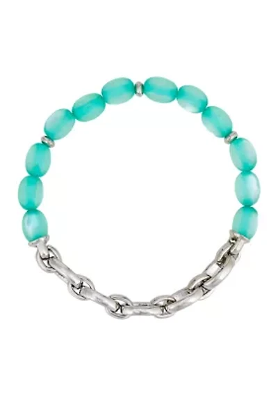 Aqua Bead Frontal Stretch Bracelet