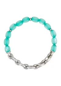 Aqua Bead Frontal Stretch Bracelet
