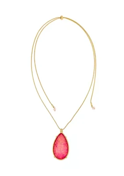 Long Opalescent Teardrop Pendant Necklace 