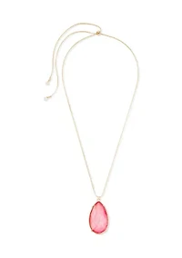 Long Opalescent Teardrop Pendant Necklace 