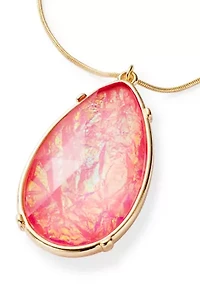 Long Opalescent Teardrop Pendant Necklace 