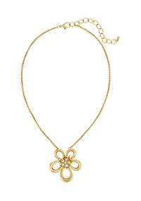 Open Flower Crystal Pendant Necklace