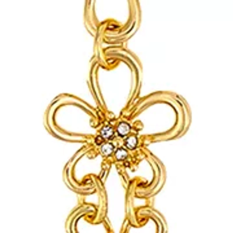 Linked Open Crystal Center Flower Y-Necklace 