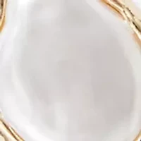 Gold-Tone Long Chain Link Necklace with Double Pearl Pendant Drop 