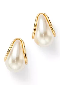 Pearl Gold Tone Drop Earrings 
