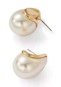 Pearl Gold Tone Drop Earrings 