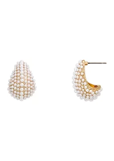 Pavé Pearl Half Hoop Earrings