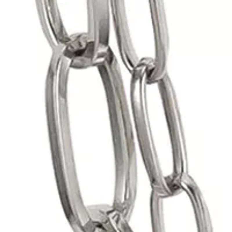 Silver Tone Double Row Long Open  Link Chain Necklace