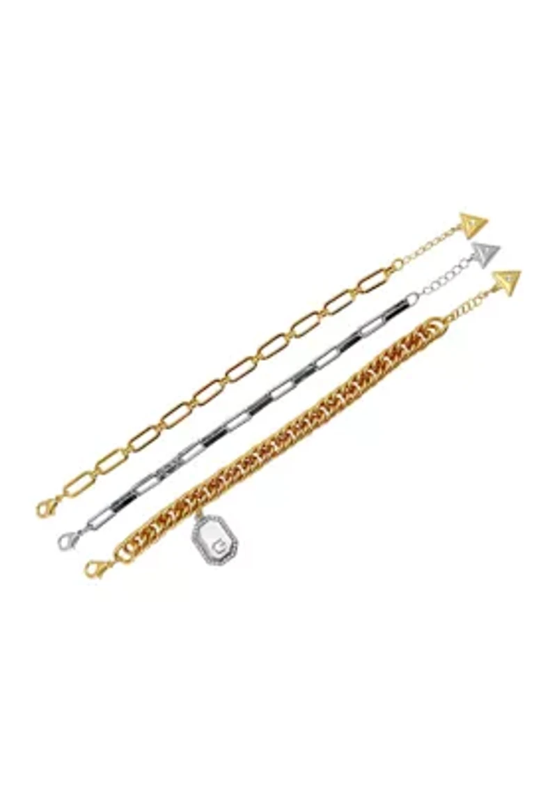 Two-Tone Crystal Line Bracelet Set