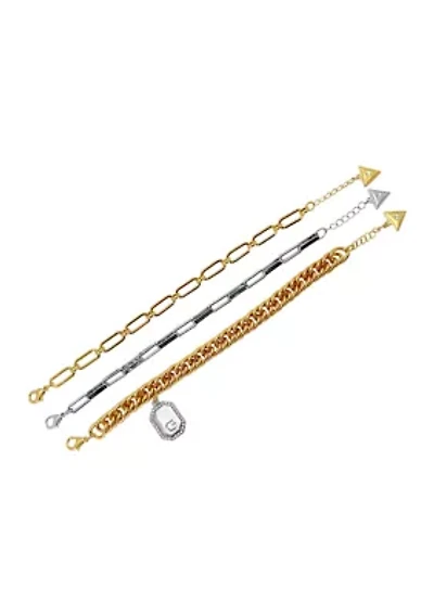 Two-Tone Crystal Line Bracelet Set