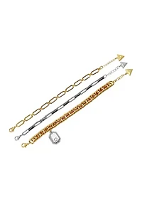 Two-Tone Crystal Line Bracelet Set