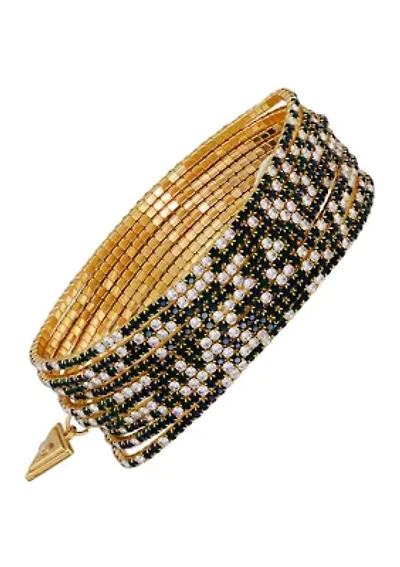 Crystal Multi-Row Gold-Tone Stretch Bracelet 10-Piece Set