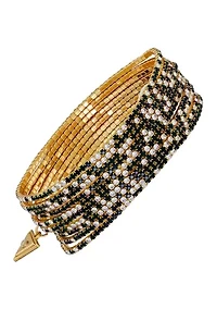 Crystal Multi-Row Gold-Tone Stretch Bracelet 10-Piece Set