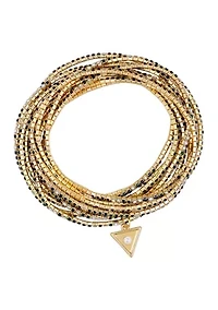 Crystal Multi-Row Gold-Tone Stretch Bracelet 10-Piece Set