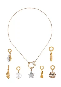 Gold-Tone Necklace with 6 Interchangeable Charms Set