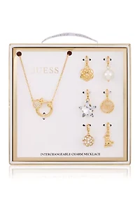 Gold-Tone Necklace with 6 Interchangeable Charms Set