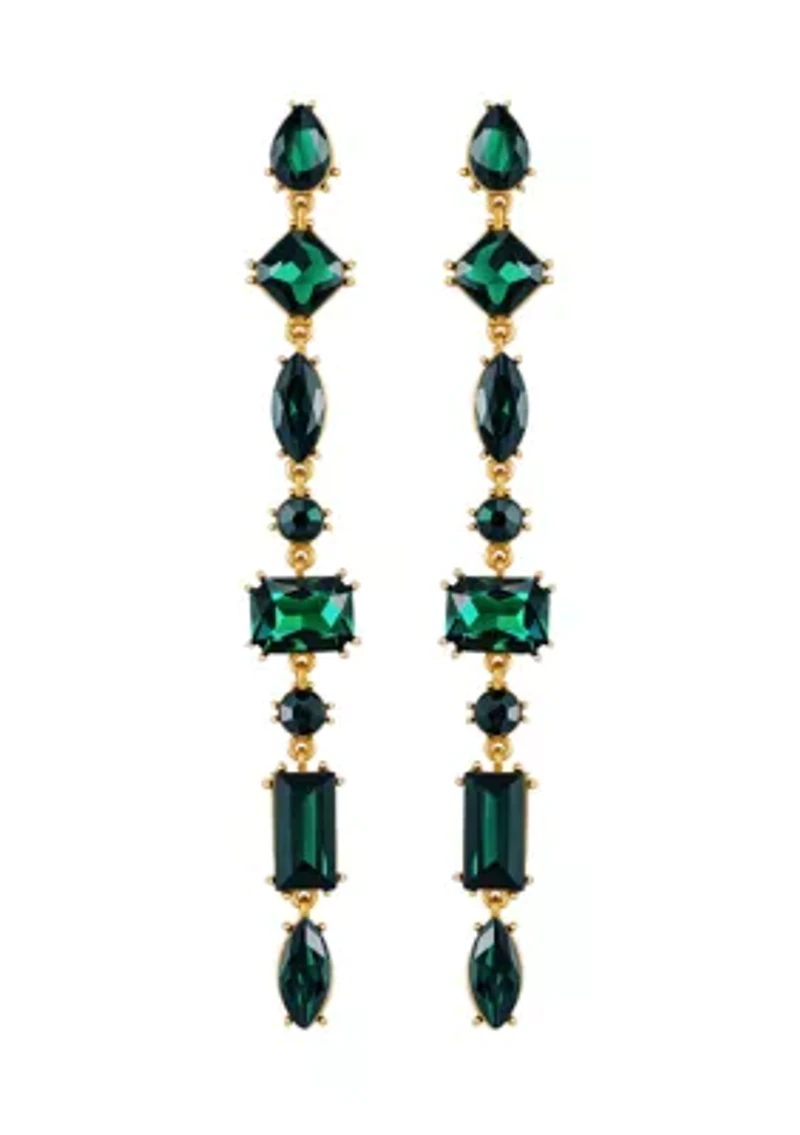 Linear Emerald Crystal Earrings