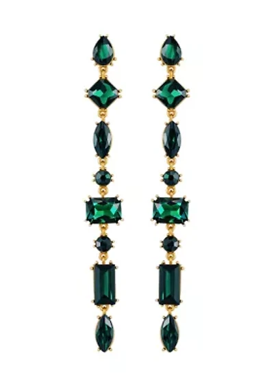 Linear Emerald Crystal Earrings