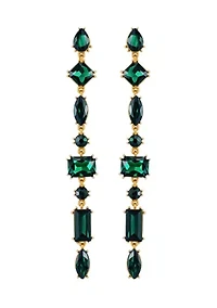 Linear Emerald Crystal Earrings