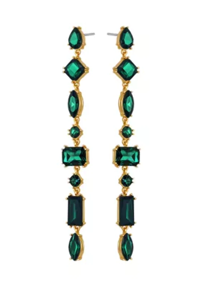 Linear Emerald Crystal Earrings