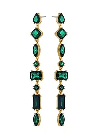 Linear Emerald Crystal Earrings
