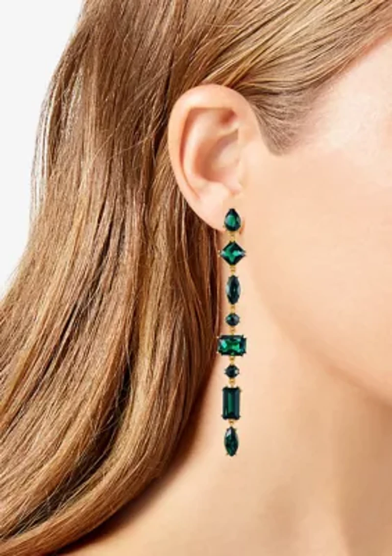 Linear Emerald Crystal Earrings