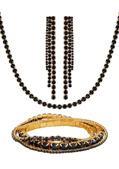 Crystal Necklace, Earring, & Bracelet Set