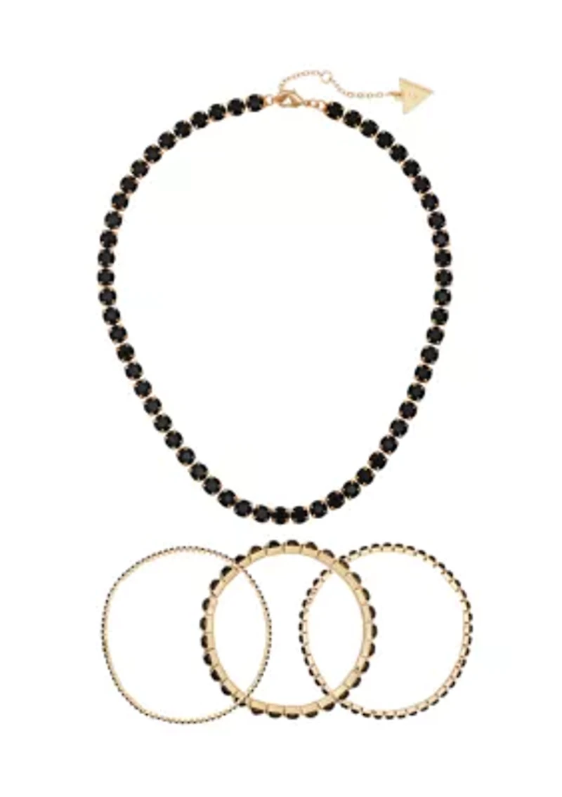 Crystal Necklace, Earring, & Bracelet Set