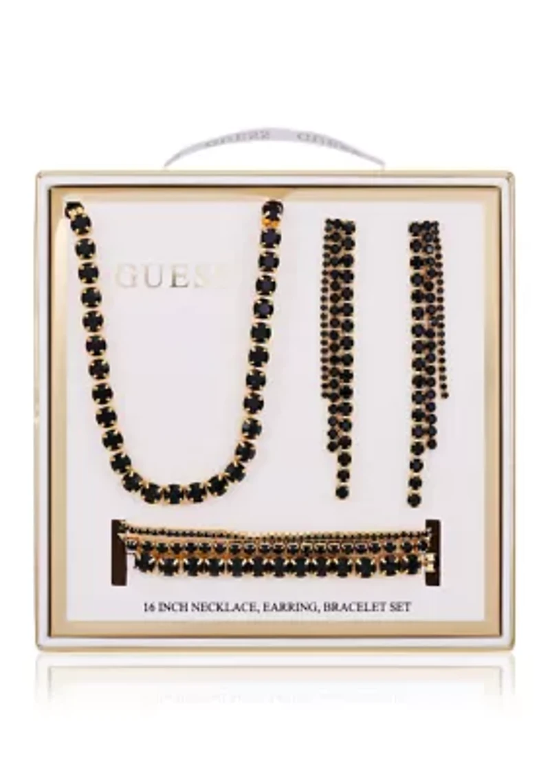 Crystal Necklace, Earring, & Bracelet Set