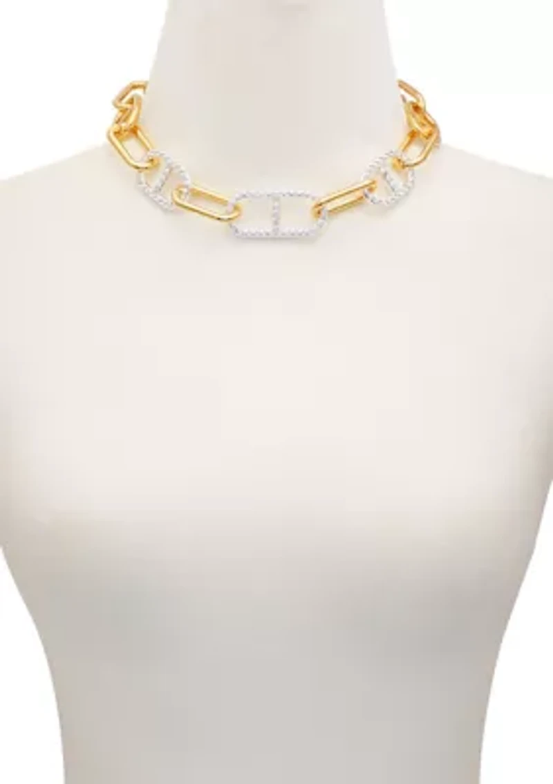 Two Tone Link Collar Necklace
