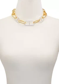 Two Tone Link Collar Necklace