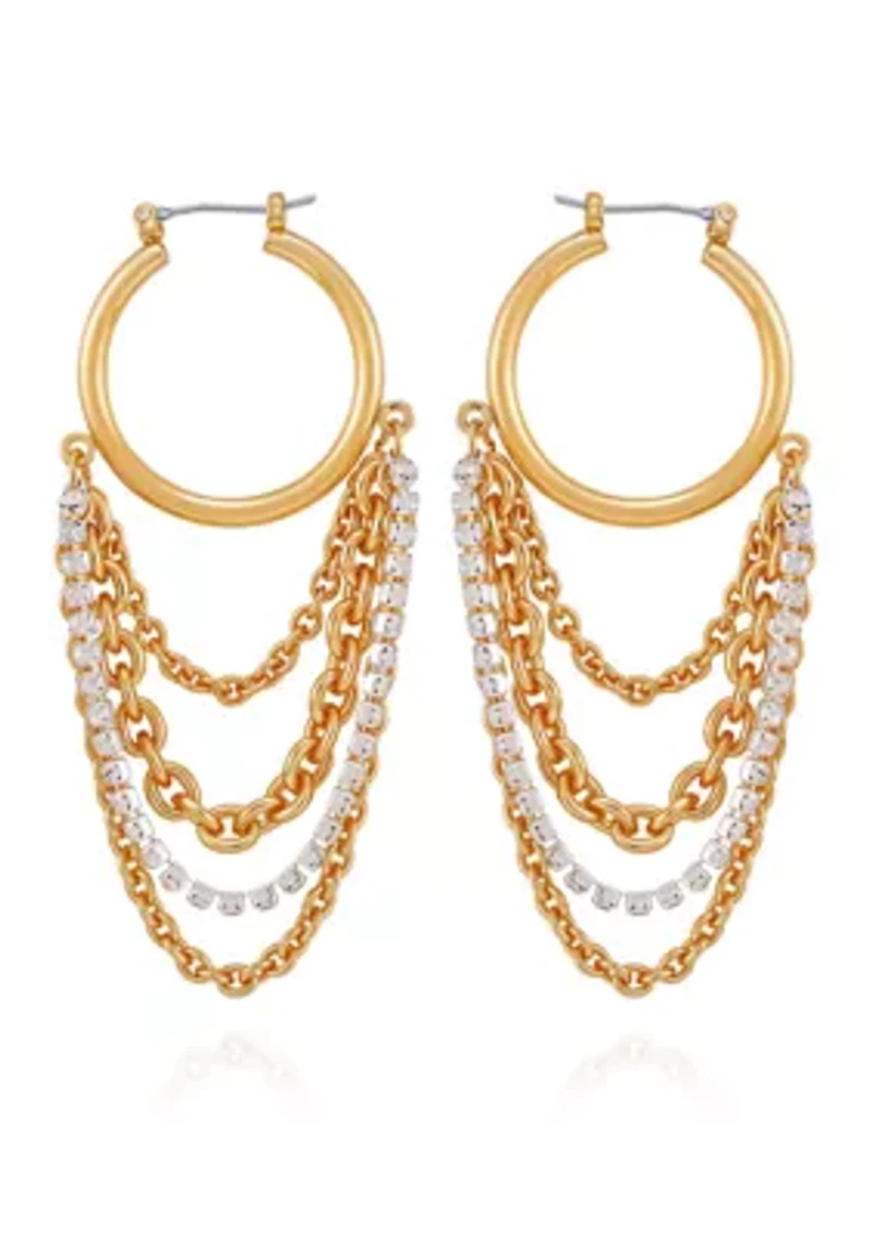 Hoop Linear Chain Earrings