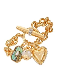 Gold Tone Toggle Charm Bracelet