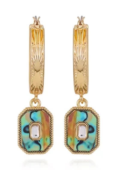 Gold Tone Drop Hoop Earrings
