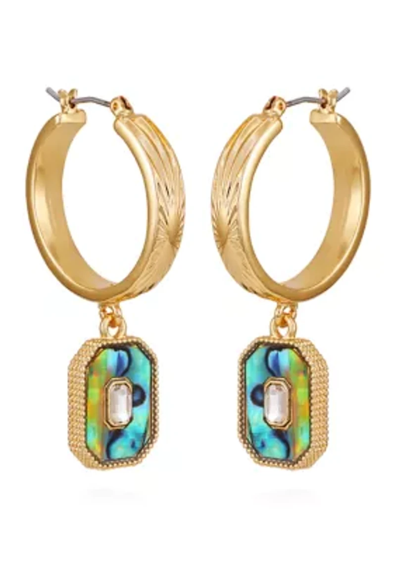 Gold Tone Drop Hoop Earrings