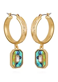 Gold Tone Drop Hoop Earrings