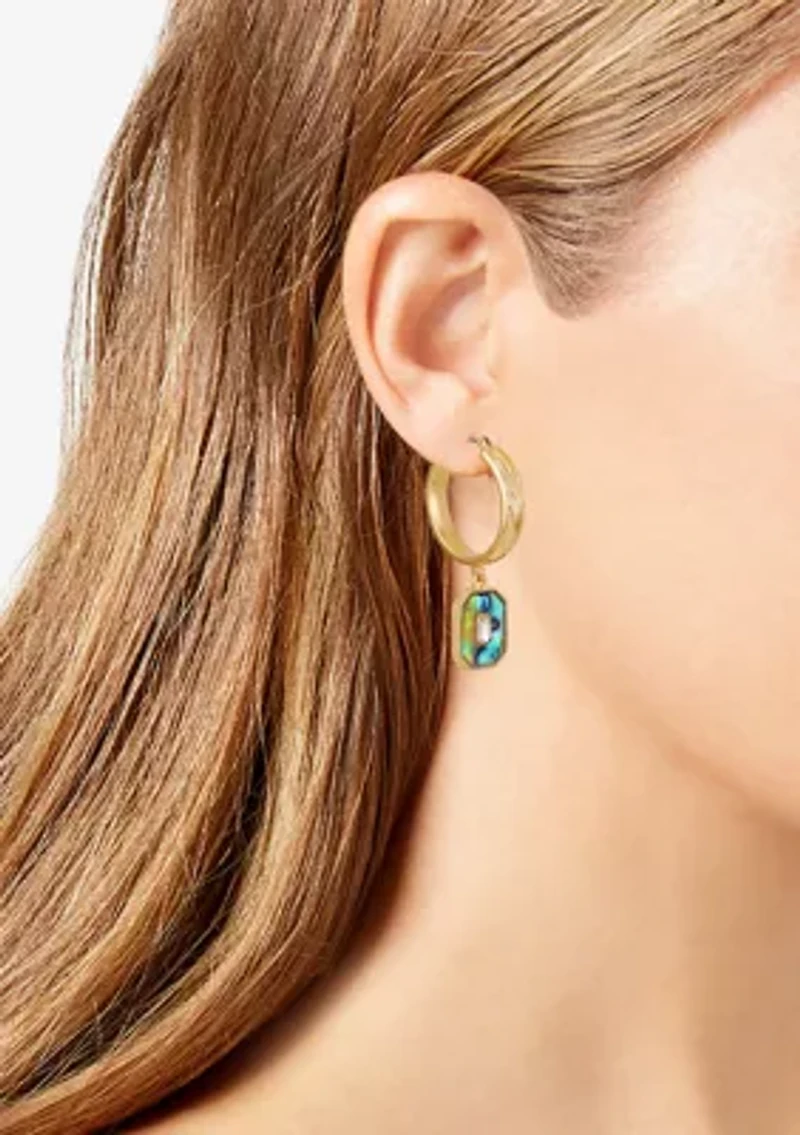 Gold Tone Drop Hoop Earrings
