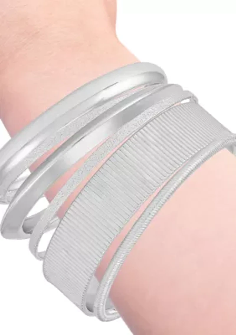 Silver Tone Bangle Bracelet Set