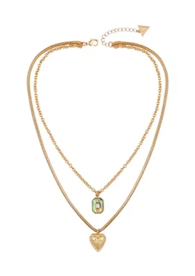 Gold Tone Layered Pendant Necklace