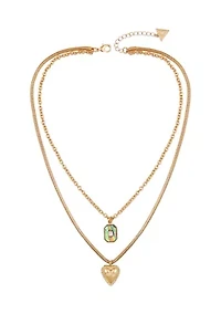 Gold Tone Layered Pendant Necklace