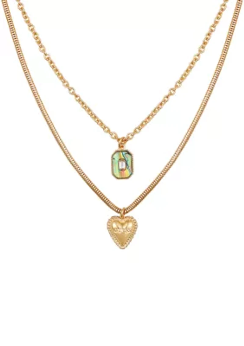 Gold Tone Layered Pendant Necklace