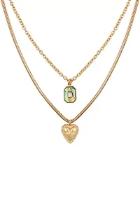 Gold Tone Layered Pendant Necklace