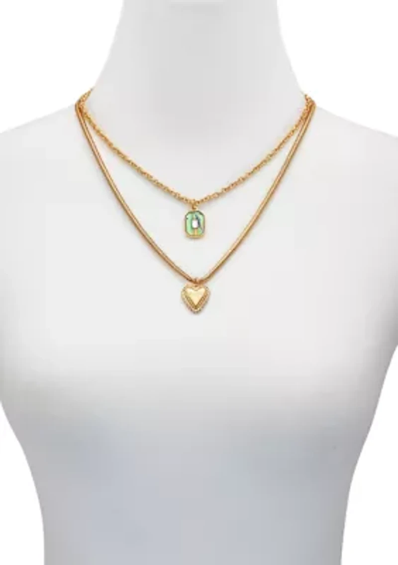 Gold Tone Layered Pendant Necklace