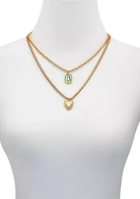 Gold Tone Layered Pendant Necklace