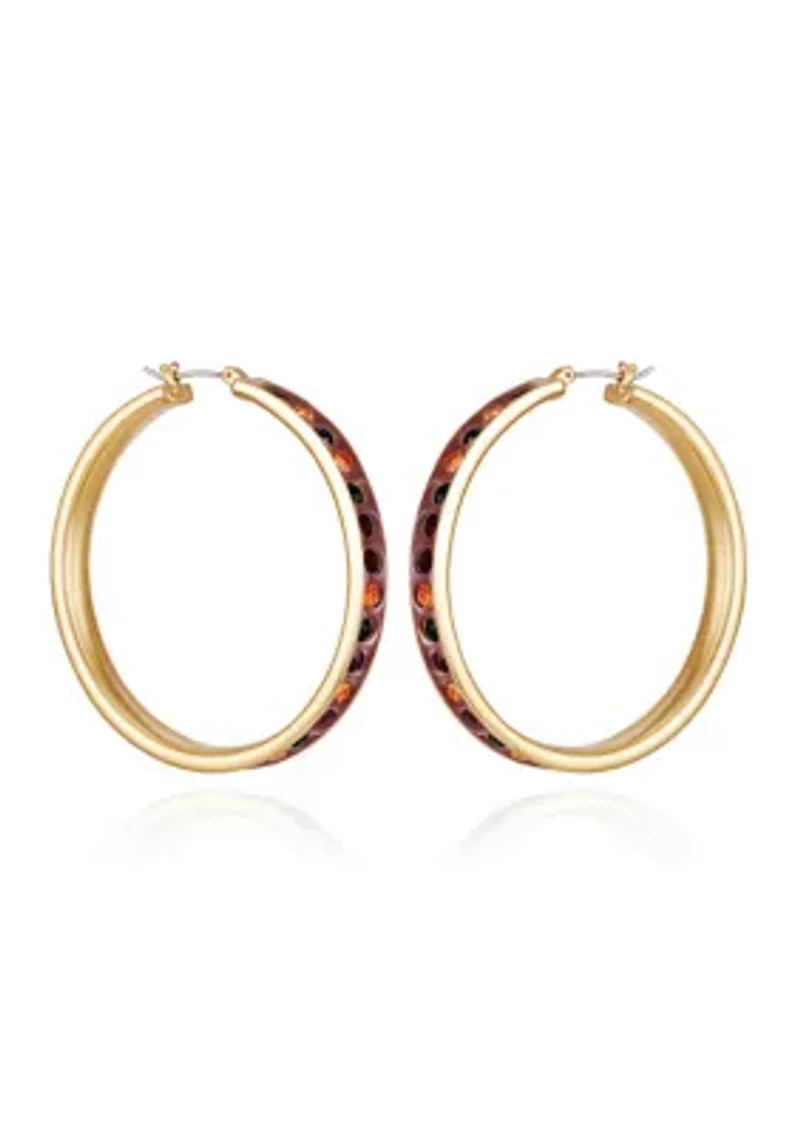 Gold-Tone Multi-Crystal Inlaid Hoop Earrings