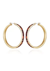 Gold-Tone Multi-Crystal Inlaid Hoop Earrings