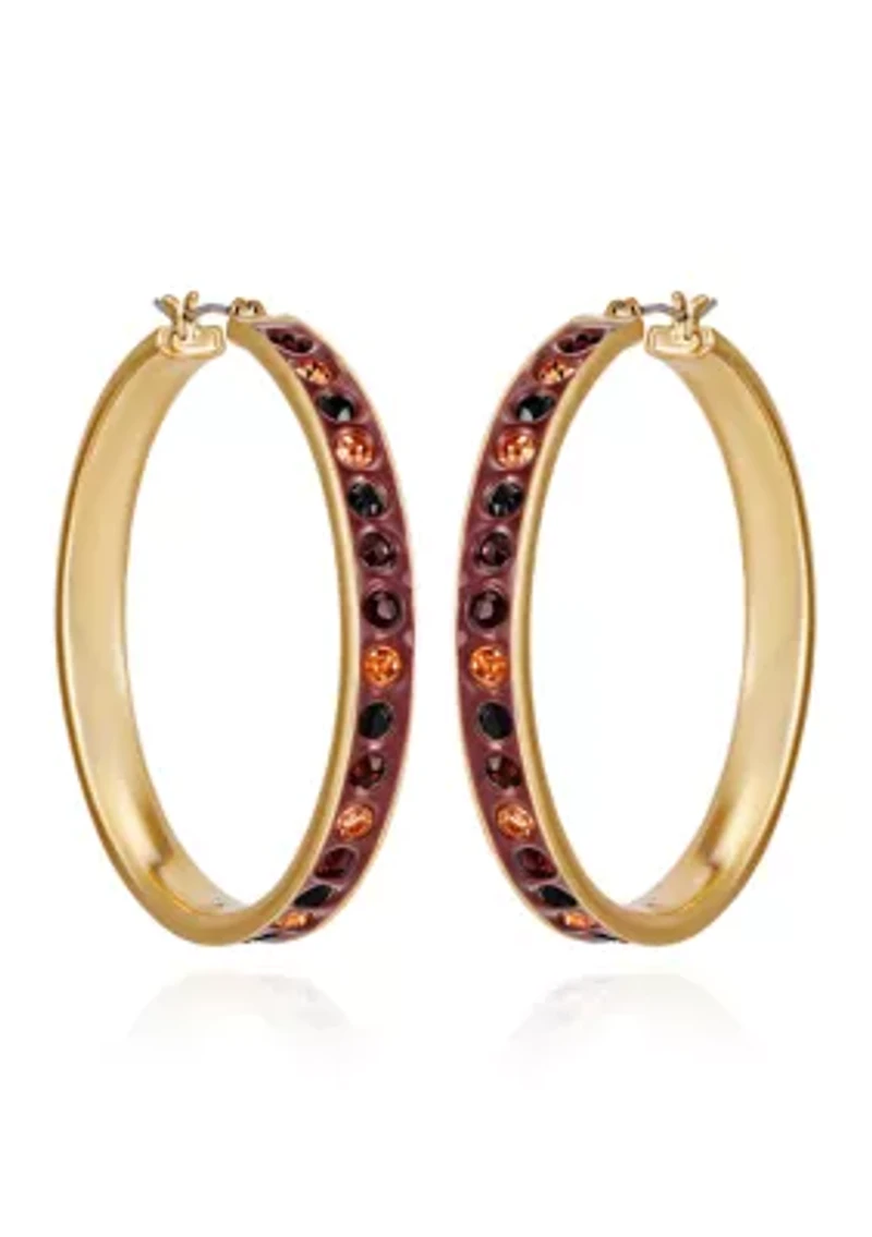 Gold-Tone Multi-Crystal Inlaid Hoop Earrings