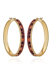 Gold-Tone Multi-Crystal Inlaid Hoop Earrings